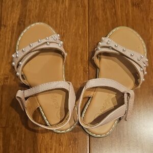 Toddler S 8 Cat & Jack Light Pink Sandals w/ Pearl Accents - Excellent Condition